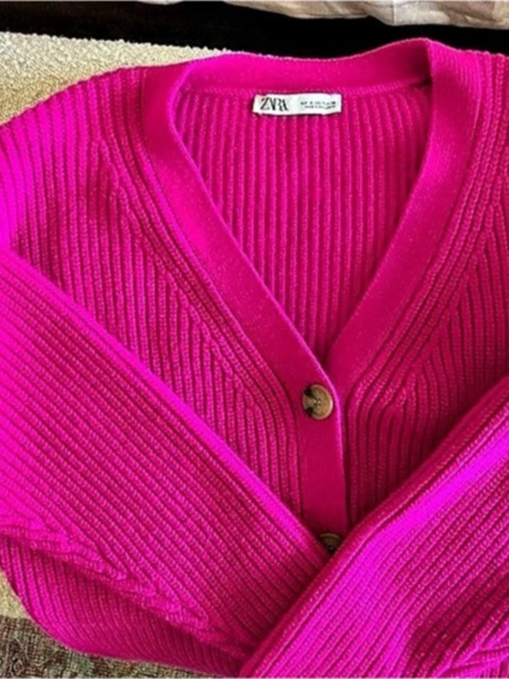 Zara Pink Button-Front Cardigan